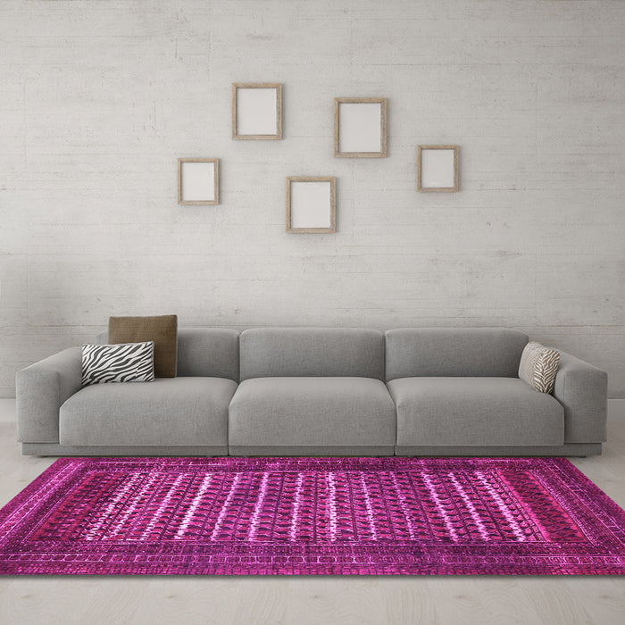 Machine Washable Persian Pink Traditional Rug in a Living Room, wshtr4563pnk
