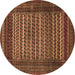 Round Persian Brown Traditional Rug, tr4563brn