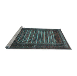 Sideview of Machine Washable Persian Light Blue Traditional Rug, wshtr4563lblu
