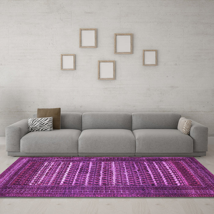 Machine Washable Persian Purple Traditional Area Rugs in a Living Room, wshtr4563pur
