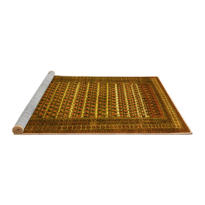 Sideview of Machine Washable Persian Yellow Traditional Rug, wshtr4563yw