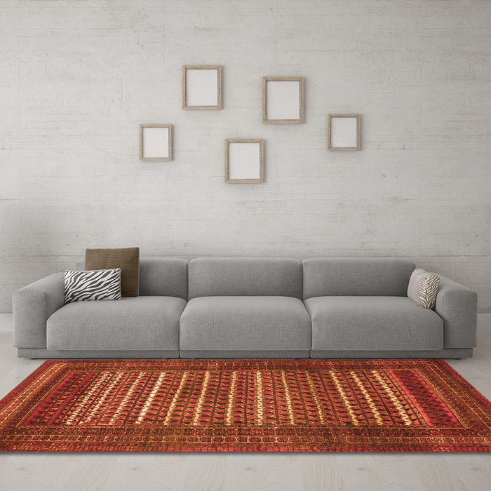 Machine Washable Persian Orange Traditional Area Rugs in a Living Room, wshtr4563org
