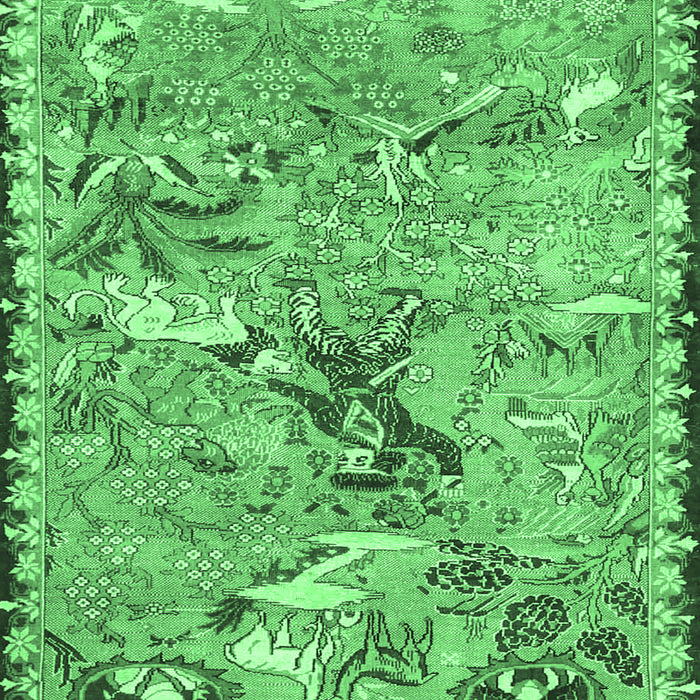Machine Washable Animal Emerald Green Traditional Area Rugs, wshtr4564emgrn