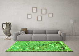 Machine Washable Animal Green Traditional Area Rugs in a Living Room,, wshtr4564grn