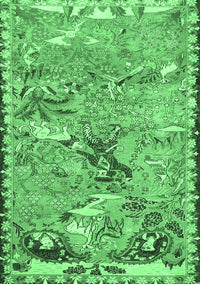 Animal Emerald Green Traditional Rug, tr4564emgrn