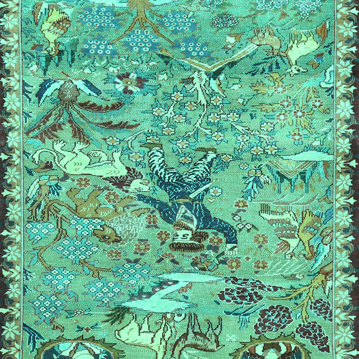 Machine Washable Animal Turquoise Traditional Area Rugs, wshtr4564turq
