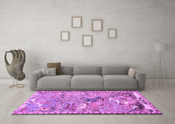 Machine Washable Animal Purple Traditional Area Rugs in a Living Room, wshtr4564pur