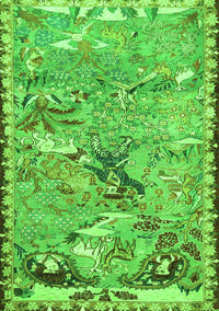 Animal Green Traditional Rug, tr4564grn