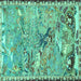 Square Machine Washable Animal Turquoise Traditional Area Rugs, wshtr4564turq