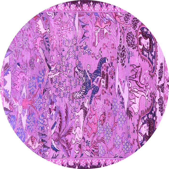 Round Machine Washable Animal Purple Traditional Area Rugs, wshtr4564pur