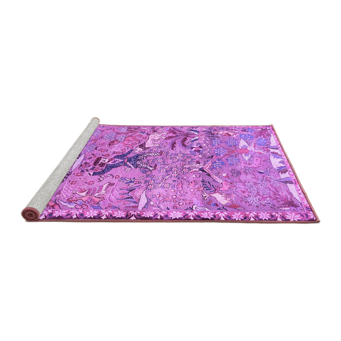 Sideview of Machine Washable Animal Purple Traditional Area Rugs, wshtr4564pur