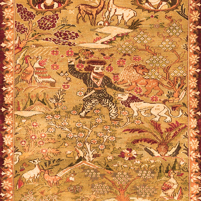 Serging Thickness of Machine Washable Animal Orange Traditional Area Rugs, wshtr4564org