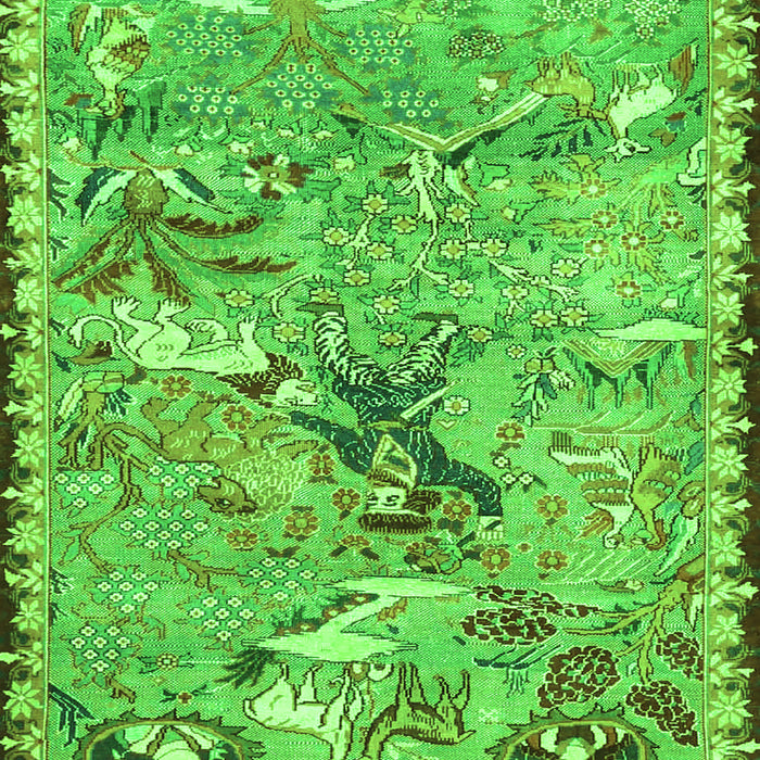 Serging Thickness of Machine Washable Animal Green Traditional Area Rugs, wshtr4564grn