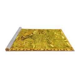 Sideview of Machine Washable Animal Yellow Traditional Rug, wshtr4564yw
