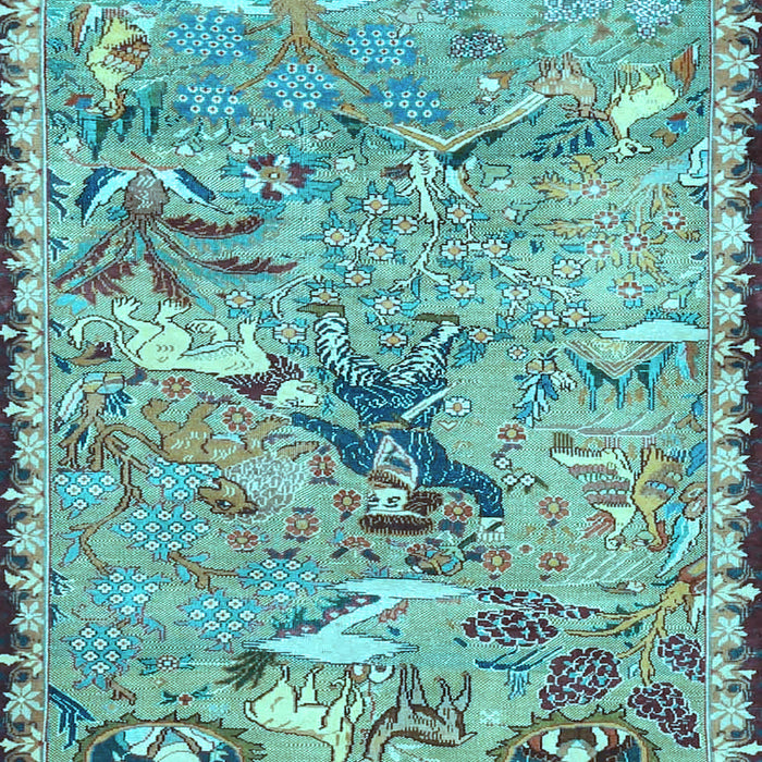 Machine Washable Animal Light Blue Traditional Rug, wshtr4564lblu