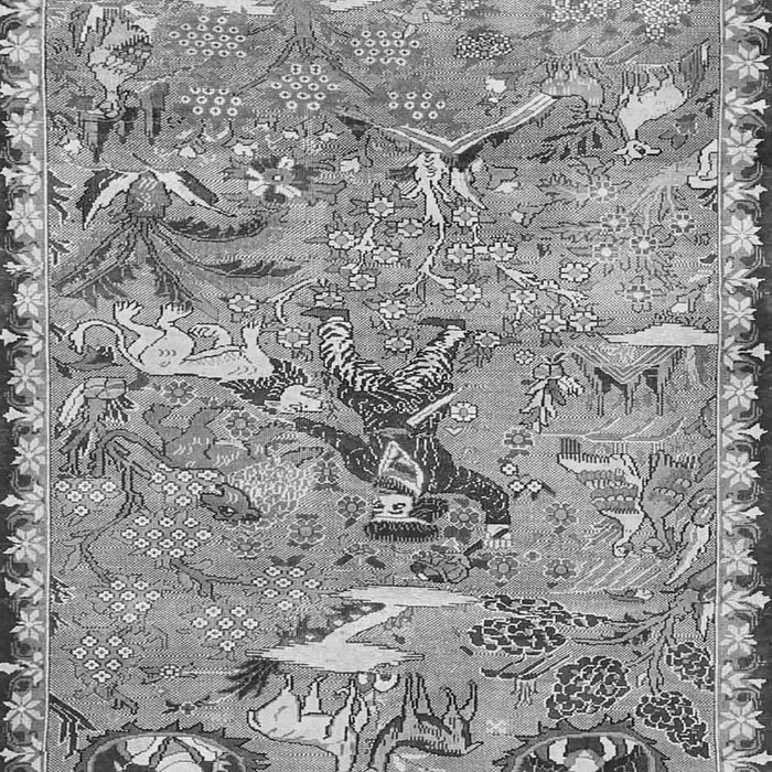 Serging Thickness of Machine Washable Animal Gray Traditional Rug, wshtr4564gry