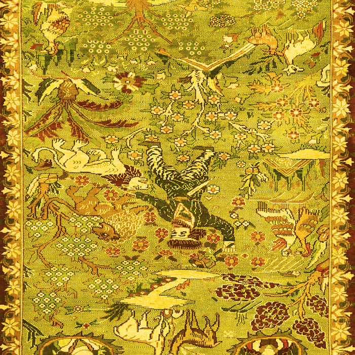 Machine Washable Animal Yellow Traditional Rug, wshtr4564yw