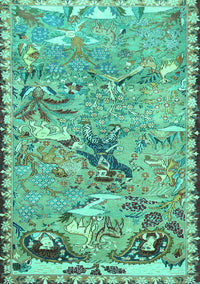 Animal Turquoise Traditional Rug, tr4564turq