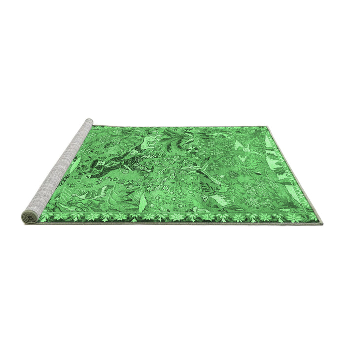 Sideview of Machine Washable Animal Emerald Green Traditional Area Rugs, wshtr4564emgrn