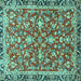 Square Machine Washable Persian Turquoise Traditional Area Rugs, wshtr4565turq