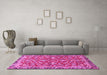 Machine Washable Persian Pink Traditional Rug in a Living Room, wshtr4565pnk