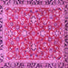 Square Machine Washable Persian Pink Traditional Rug, wshtr4565pnk