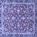 Square Machine Washable Persian Blue Traditional Rug, wshtr4565blu