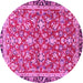 Round Machine Washable Persian Pink Traditional Rug, wshtr4565pnk