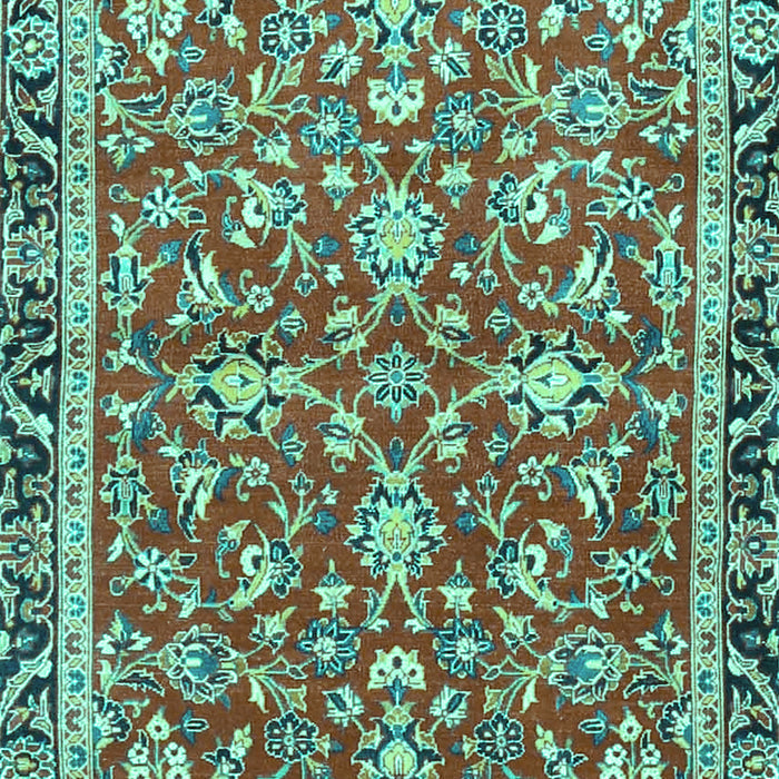 Machine Washable Persian Turquoise Traditional Area Rugs, wshtr4565turq