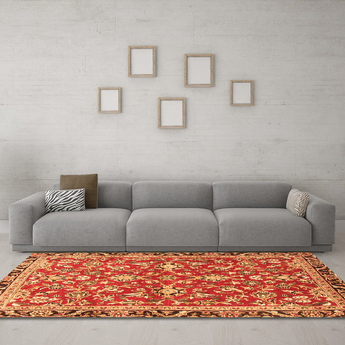 Machine Washable Persian Orange Traditional Area Rugs in a Living Room, wshtr4565org