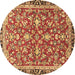 Round Machine Washable Persian Brown Traditional Rug, wshtr4565brn