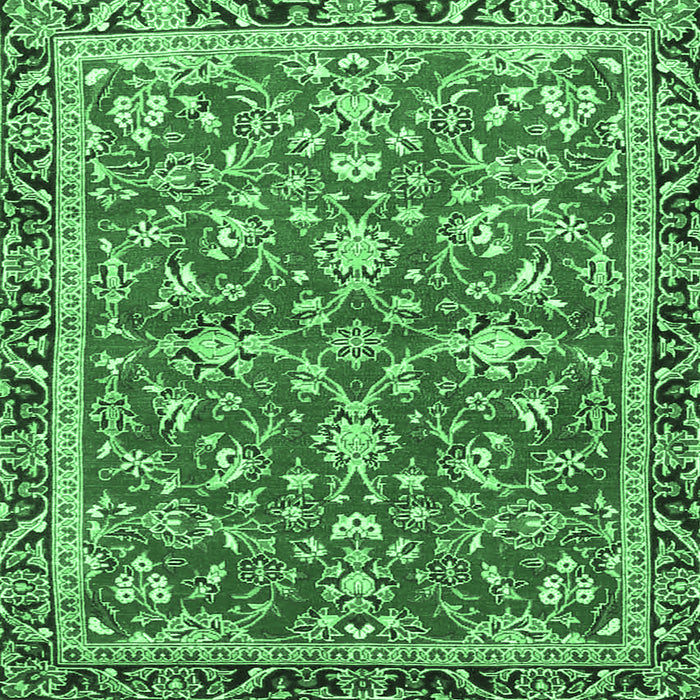 Square Persian Emerald Green Traditional Rug, tr4565emgrn