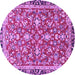 Round Machine Washable Persian Purple Traditional Area Rugs, wshtr4565pur