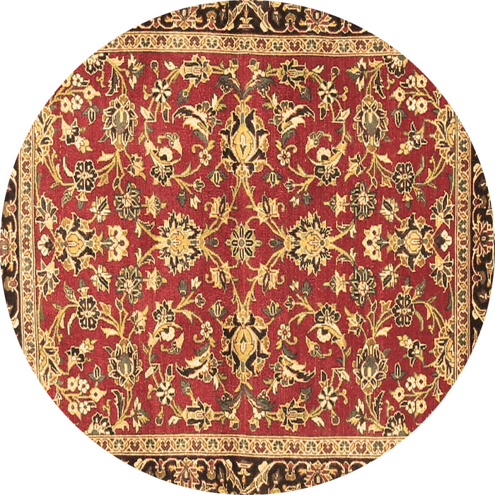 Round Persian Brown Traditional Rug, tr4565brn