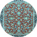Round Persian Light Blue Traditional Rug, tr4565lblu