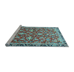 Sideview of Machine Washable Persian Light Blue Traditional Rug, wshtr4565lblu