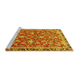 Sideview of Machine Washable Persian Yellow Traditional Rug, wshtr4565yw