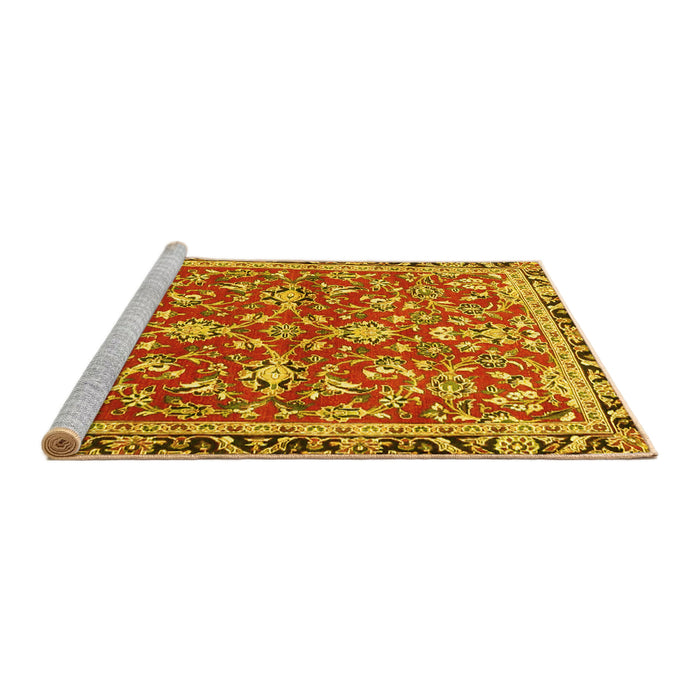 Sideview of Machine Washable Persian Yellow Traditional Rug, wshtr4565yw