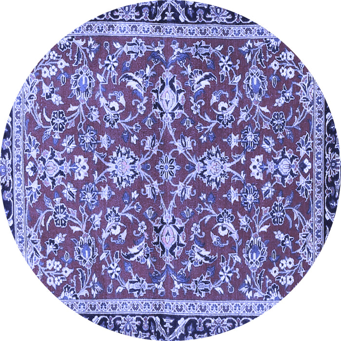 Round Machine Washable Persian Blue Traditional Rug, wshtr4565blu