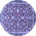 Round Machine Washable Persian Blue Traditional Rug, wshtr4565blu