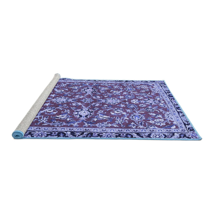 Sideview of Machine Washable Persian Blue Traditional Rug, wshtr4565blu