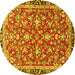 Round Persian Yellow Traditional Rug, tr4565yw