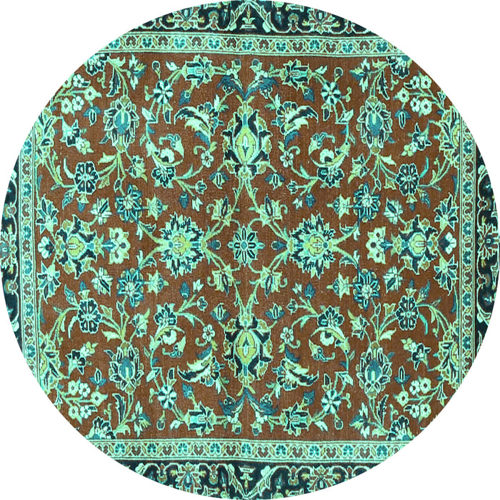 Round Persian Turquoise Traditional Rug, tr4565turq