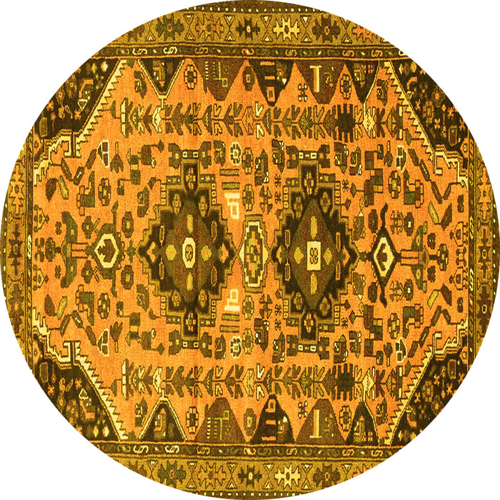 Round Persian Yellow Traditional Rug, tr4566yw