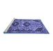 Sideview of Machine Washable Persian Blue Traditional Rug, wshtr4566blu