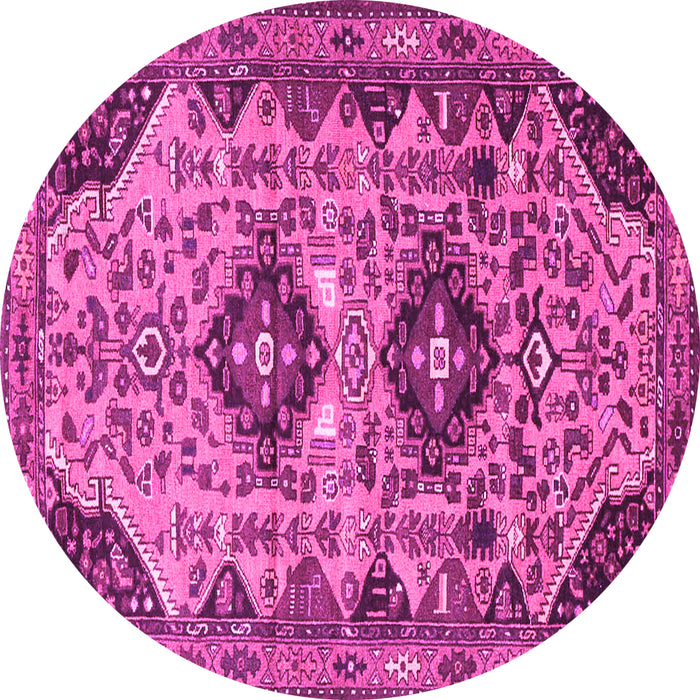 Round Machine Washable Persian Pink Traditional Rug, wshtr4566pnk