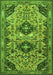 Serging Thickness of Machine Washable Persian Green Traditional Area Rugs, wshtr4566grn