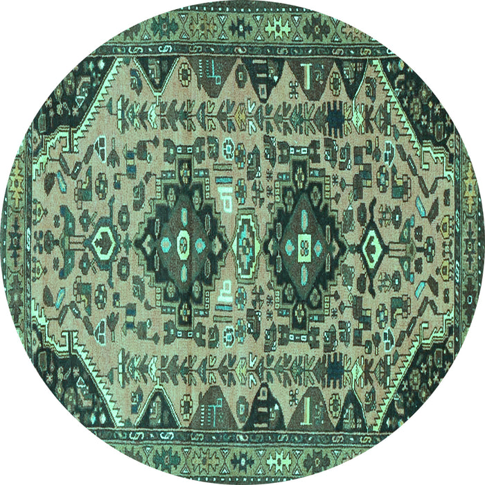 Round Machine Washable Persian Turquoise Traditional Area Rugs, wshtr4566turq