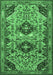 Machine Washable Persian Emerald Green Traditional Area Rugs, wshtr4566emgrn