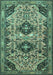 Machine Washable Persian Turquoise Traditional Area Rugs, wshtr4566turq